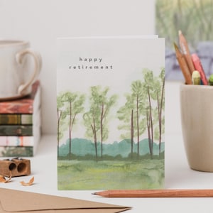 Carte de retraite arbres haies - carte de retraite heureuse campagne britannique