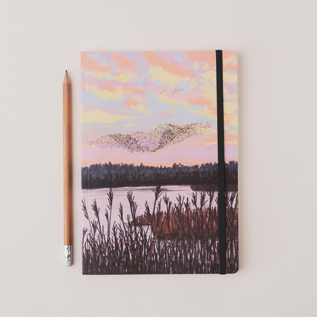 Starling Bird Murmuration Notebook - Yorkshire Nature Landscape - A5 ...