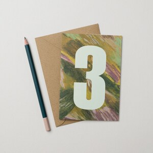 3rd Birthday Card - Green Arty Textures