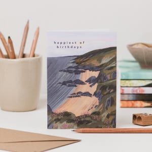 Carte d'anniversaire Cornwall Beach - carte le plus heureux des anniversaires - carte d'anniversaire nature - carte d'anniversaire paysage Whitsand Bay