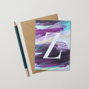 Carte alphabet lettre Z - Textures arty violettes