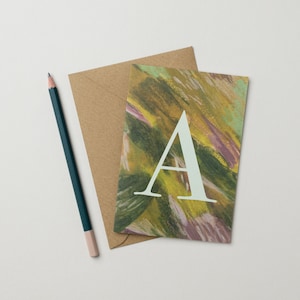 Carte alphabet lettre A - Textures arty vertes
