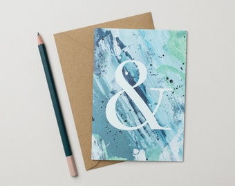 Ampersand Symbol Card - Blue Arty Textures