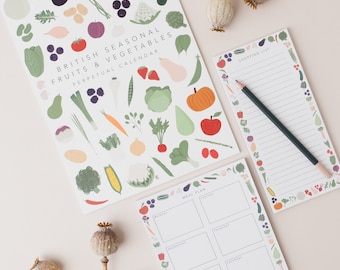 Seasonal Vegetables Calendar & Notepad Bundle