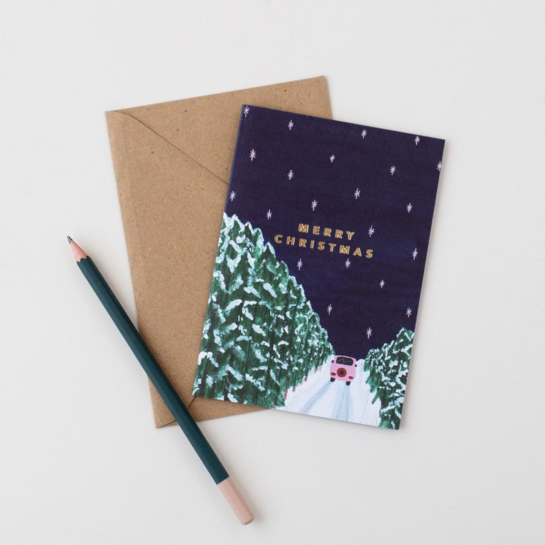 Snowy Christmas Card Set with Gold Foil Lettering image 6