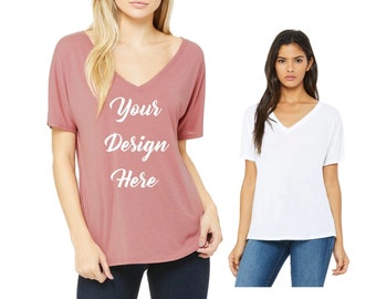 Camiseta holgada con cuello en V para mujer, personalizada, de talla grande, para mujer, corte bajo, corte relajado, escote profundo, color malva, para dama de honor.