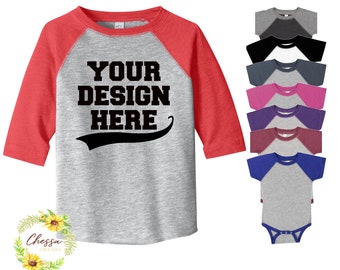 Matching Family Baseball Long Sleeve Raglan TShirts Brother Shirts Custom Kids Shirts Toddler Baby Football Baseball Mom Shirts, Red, Blue