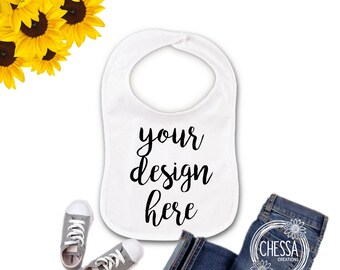 Custom Baby Bib, Personalized Gift for any Girl or Boy, Stocking Stuffer Baby, Add Baby's Name! WHITE BIB