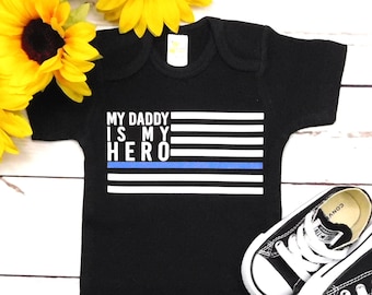 Police Officer Gifts, Police Academy Graduation, My Daddy is my Hero, Law Enforcement Baby Support Baby Bodysuit