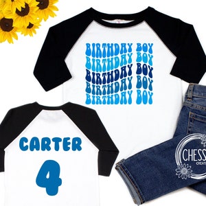 Personalized Birthday Boy Outfit, T-Shirt for 1, 2, 3, 4, 5 Year Old, Cake Smash Shirt or Bodysuit, Royal Blue, Teal, Baby Blue