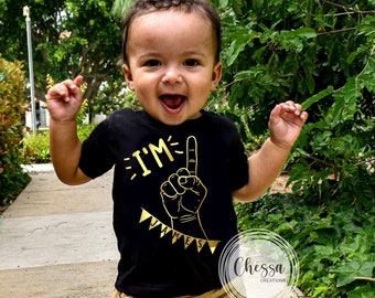 1st Birthday Boy, First Birthday Outfit, One Year Old Boy Birthday Outfit, Black and Gold, Chessa Creations Original