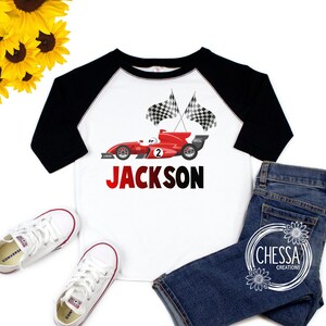 Race Car Birthday Shirt, Boys Racing 1st, 2nd, 3rd, 4th Birthday Boy Outfit, Racecar 1, 2, 3, 4, 5, 6, 7, 8, 9, 10 Year Old ANY AGE, DTG Ink