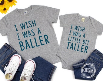 Funny Brother Shirts, Twin Gift, Boy Sibling, I Wish I Was a Little Bit Taller, Matching, Boys Stocking Stuffer, Professional Ink Print