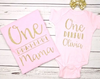 Custom Matching Family Shirts for 1st Birthday, Baby Girl First Birthday Outfit, Mom, Dad, Sister, Brother, T Shirt Dad and Baby One Year