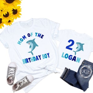 Shark Birthday Baby Boy Party Shirts, Family Outfits, Mom, Dad, Sister Shirt for Boys, 1, 2, 3, 4, 5, 6, 7, 8, 9 Year Old, DTG Ink Print