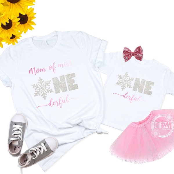 Winter ONEderland Girl Birthday Family Shirts for Girls 1st Birthday Shirt for Mom, Dad, Matching Outfits, Snowflake, Onederful ONE Year Old
