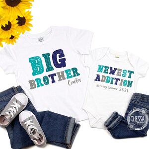 Big Brother Schwangerschaftsankündigung für neues Baby, Little Brother Shirt, ich werde eine große Schwester oder ein Bruder Babymitteilung sein, DTG Ink
