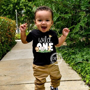 Wild One Shirt 1st Birthday Boy Outfit One Year Old Safari Animals First Birthday Cake Smash Short or Long Sleeve Shirt, Woodland Party