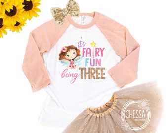 Girl Fairy Birthday Party Shirt Tutu Outfit for Girls, Short or Long Sleeve, ANY AGE! 1, 2, 3, 4, 5, 6, 7, 8 Year Old, Gold Tutu and Bow
