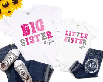 Big Sister Shirt, Pregnancy Announcement for New Baby, I'm going to be a big brother or little sister outfit for Baby DTG Ink Print