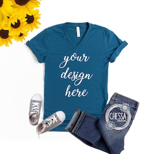 Custom Shirt for Women VNeck, Mom Shirt, Unisex TShirt, MANY COLORS to choose from! Full Color Image Printing, Bella + Canvas V Neck 3005
