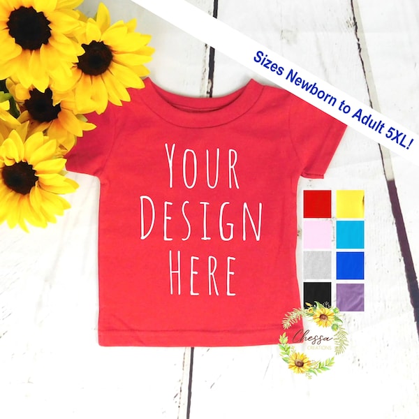 Custom Kids Shirt, Toddler T Shirt, Baby Bodysuit, Youth, Adult T-Shirt, ALL SIZES AVAILABLE!, Red, Orange, Blue, Gree, Full Color Image