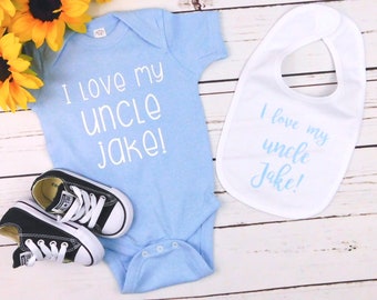 Custom Baby Gift Set, Bib and Outfit, Shirt, From Uncle, From Aunt