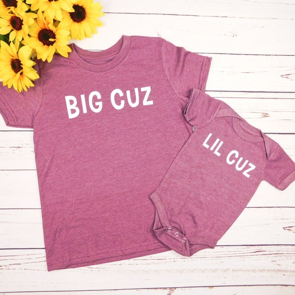 Pregnancy Announcement Shirts for Cousins Matching Super Soft Jersey TShirts Big Cuz Lil Cuz Cousin Crew Squad