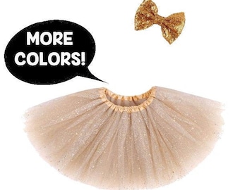 ADD A TUTU and Bow to my order - Baby, Toddler Childs size, Glitter Gold, Light Pink, Dark Purple, Silver