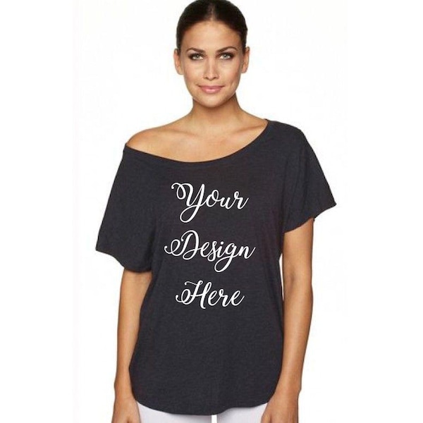 Custom Loose Womens Shirt Soft Off The Shoulder Dolman Shirt for Woman Mom shirt Flowy Plus Size Bachelorette Party Shirts 6760