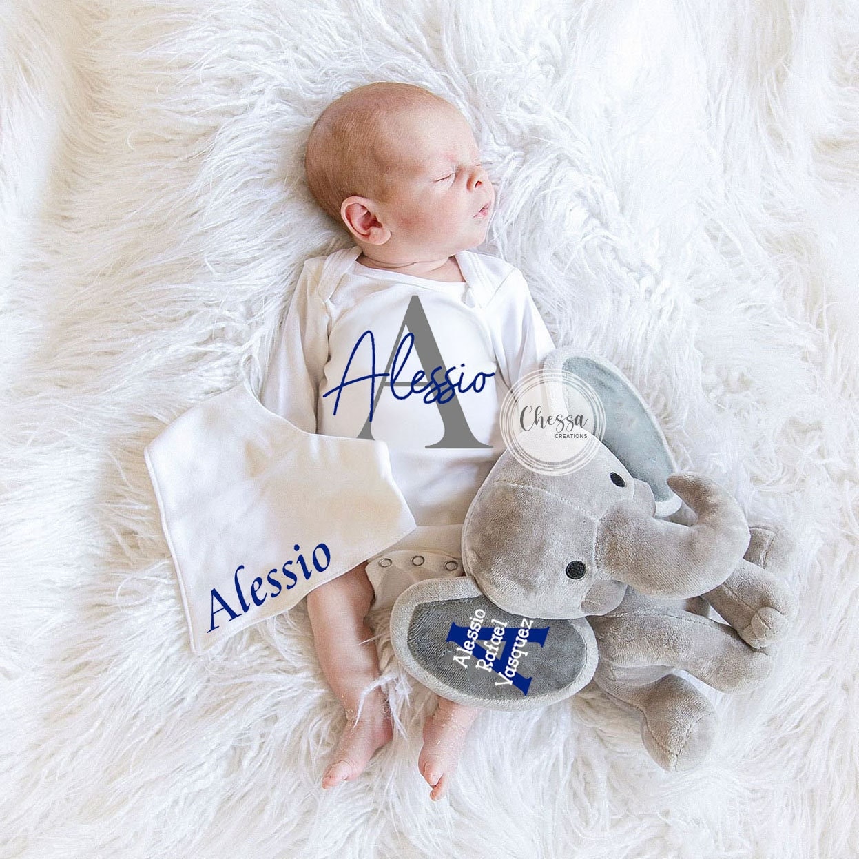 New Baby Boy Shower Gift Box Personalized Elephant Stuffed Animal Gift ...