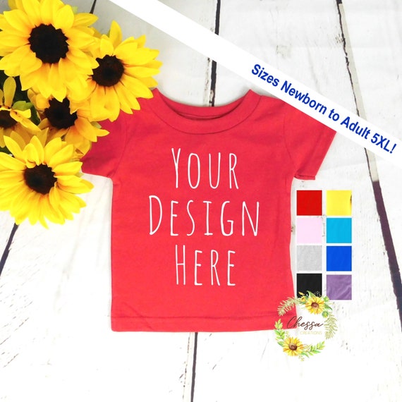 Custom Kids Shirt, Toddler T Shirt, Baby Bodysuit, Youth, Adult T-Shirt, ALL SIZES AVAILABLE!, Red, Orange, Blue, Green, Full Color Image