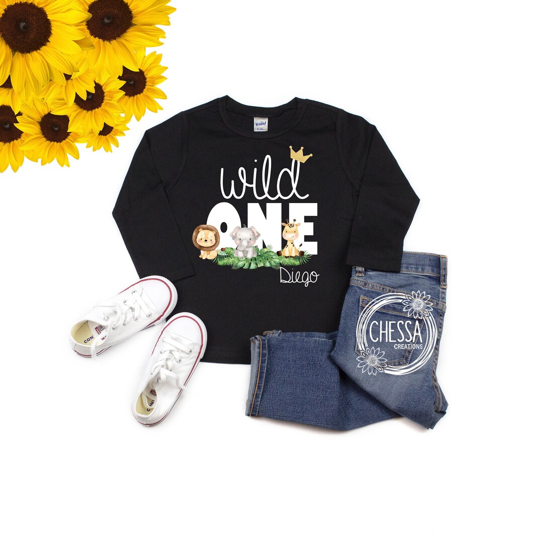 Wild One Shirt 1st Birthday Boy Outfit One Year Old Safari Animals ...