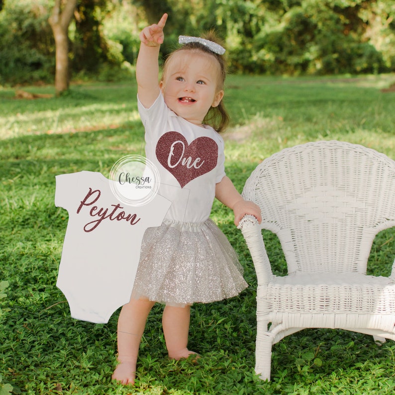1st Birthday Shirt for Girls First Birthday One Year Old Girl Birthday Outfit NEW Heart Rose Gold Custom Birthday Cake Smash