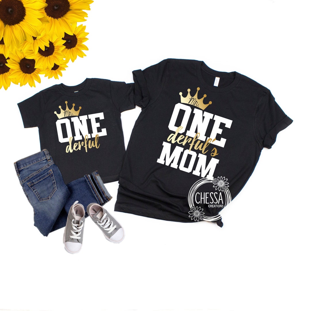 1st Birthday Boy Outfit Family Shirts, Onederful ONE Year Old, Mom, Dad ...