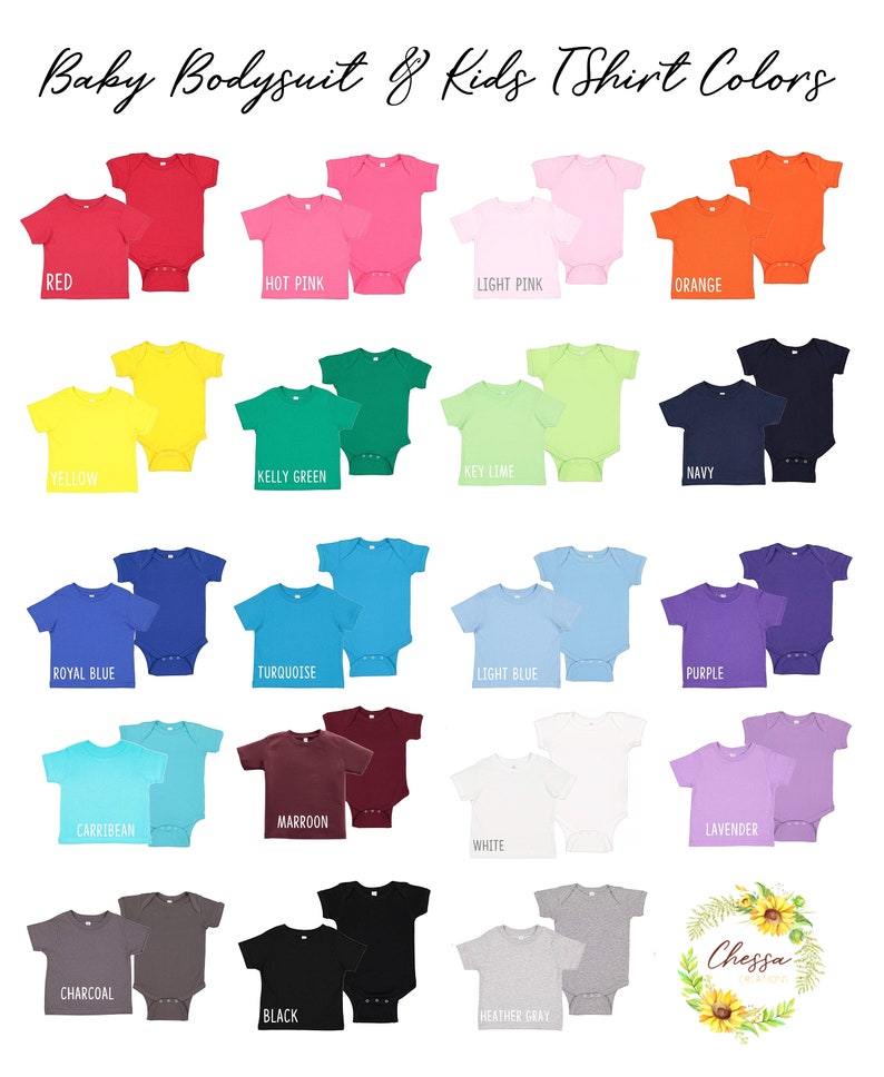 Custom Kids Shirt, Toddler T Shirt, Baby Bodysuit, Youth, Adult T-Shirt, ALL SIZES AVAILABLE!, Red, Orange, Blue, Gree, Full Color Image