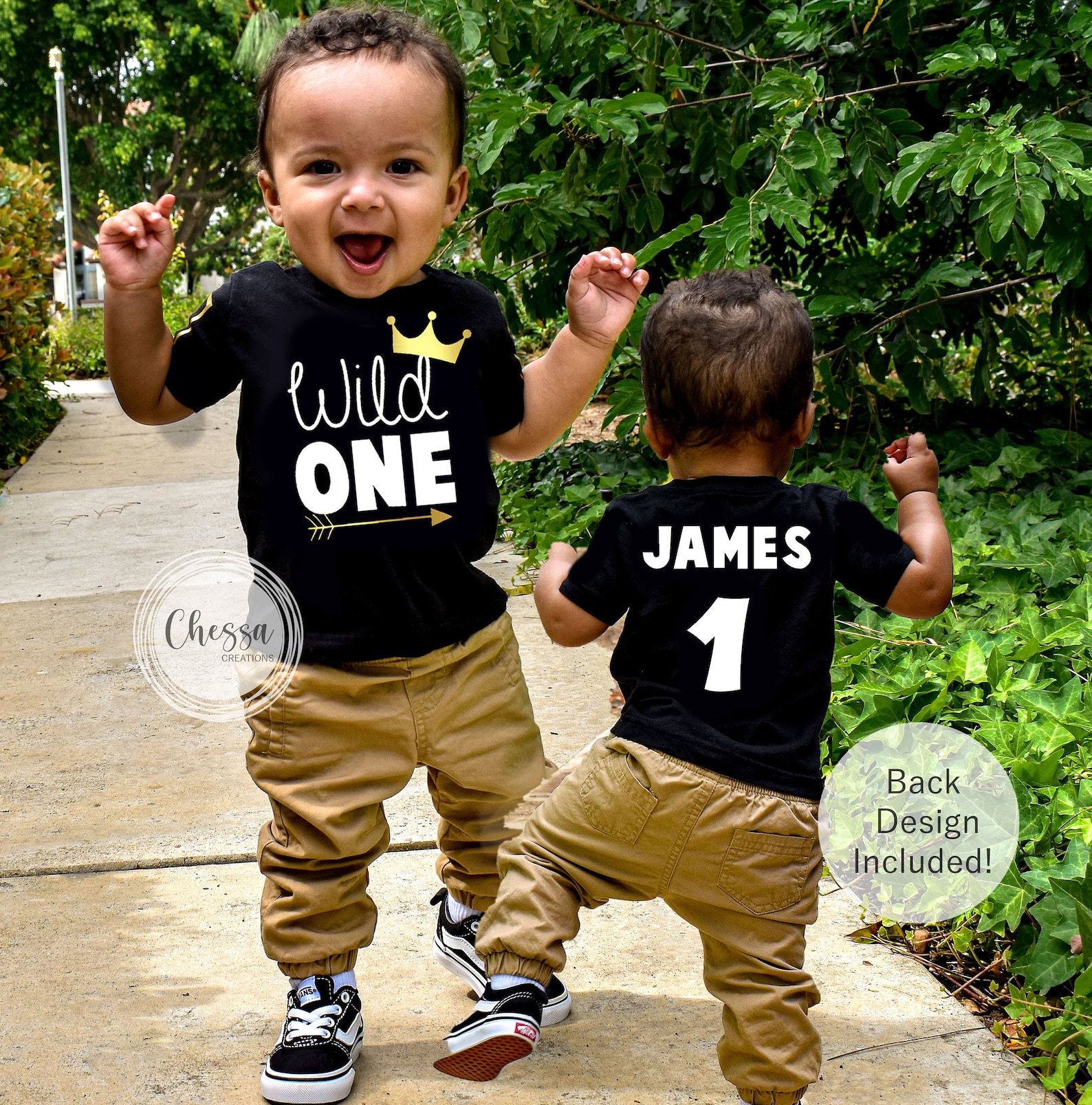 1st birthday Jungle wild one boy suspender gold black velvet short