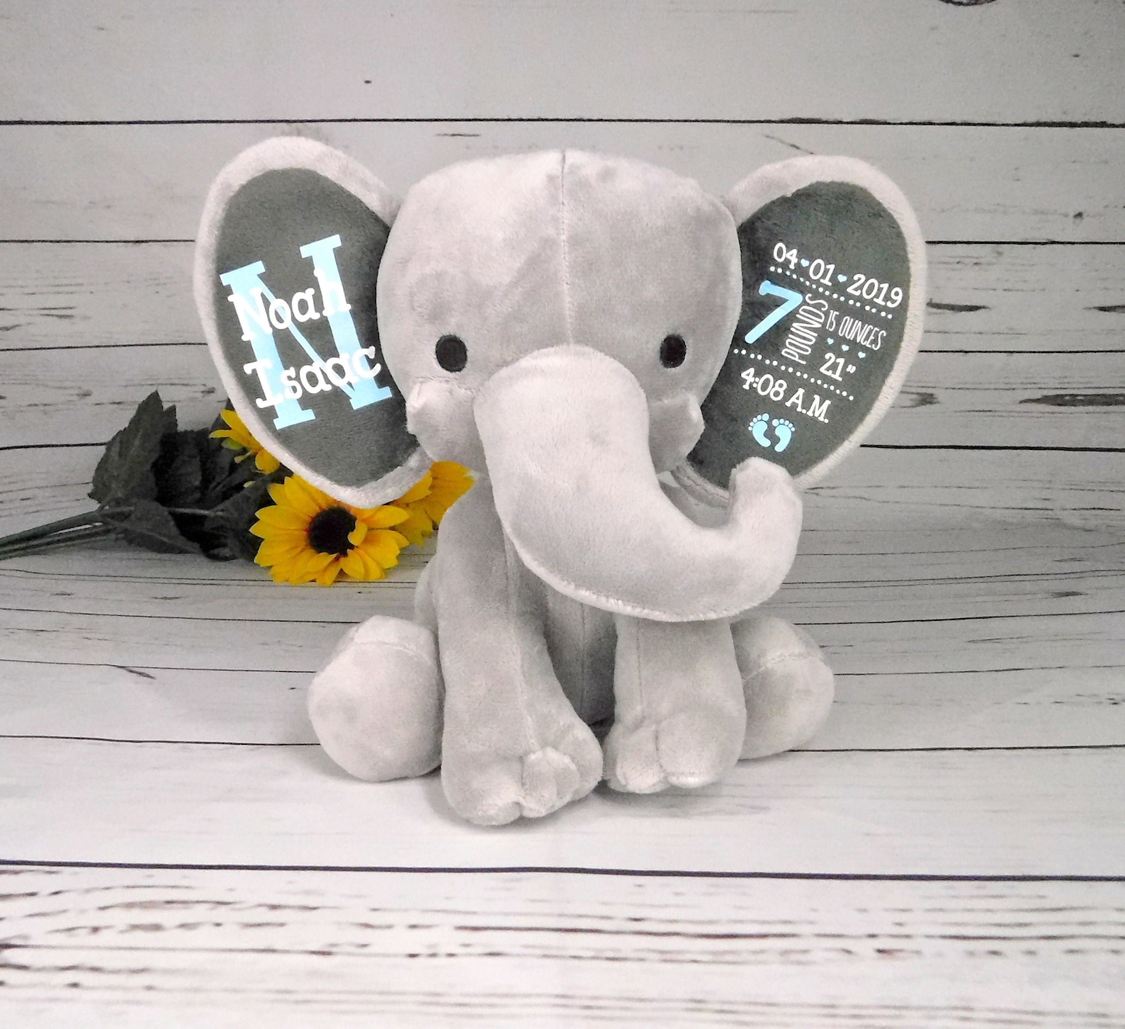 Baby Girl Shower Gift Set Customized Elephant Stuffed Animal Etsy UK