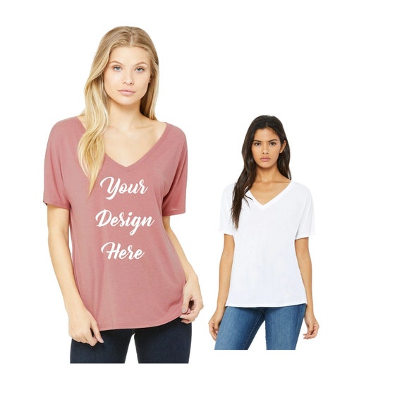 Ladies Slouchy V neck Tee Custom Plus Size Womens Shirt Loose
