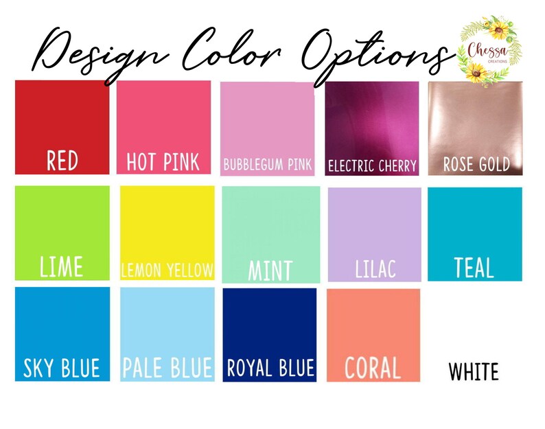 Puede incluir: Una tabla de opciones de color para un proyecto de dise&ntilde;o. Los colores est&aacute;n dispuestos en tres filas de cinco colores cada una. Los colores son: rojo, rosa intenso, rosa chicle, cereza el&eacute;ctrica, oro rosa, lima, amarillo lim&oacute;n, menta, lila, turquesa, azul cielo, azul p&aacute;lido, azul real, coral y blanco.
