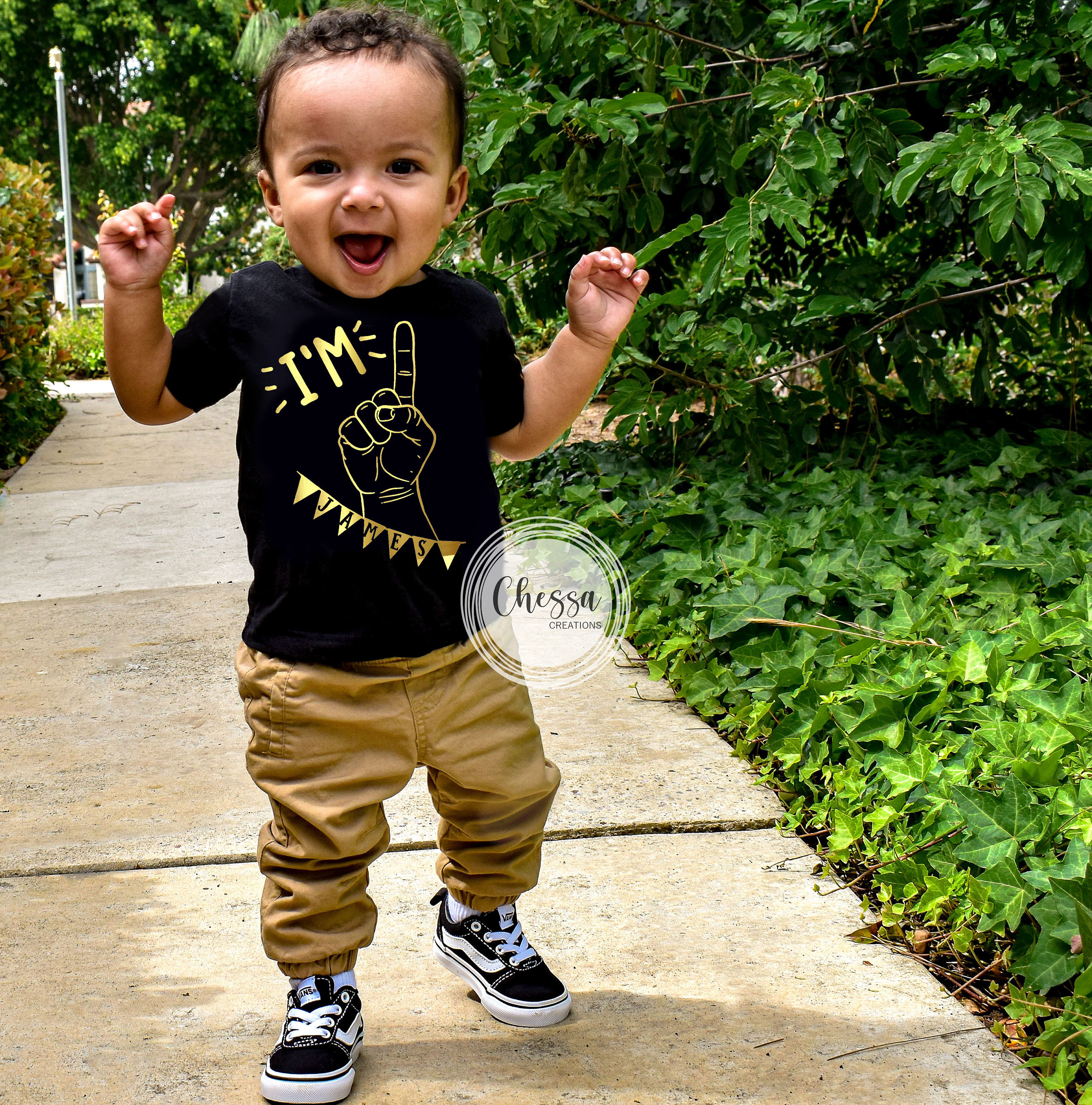 1st Birthday Boy, First Birthday Outfit, One Year Old Boy Birthday Outfit,  Black and Gold, Chessa Creations Original -  New Zealand