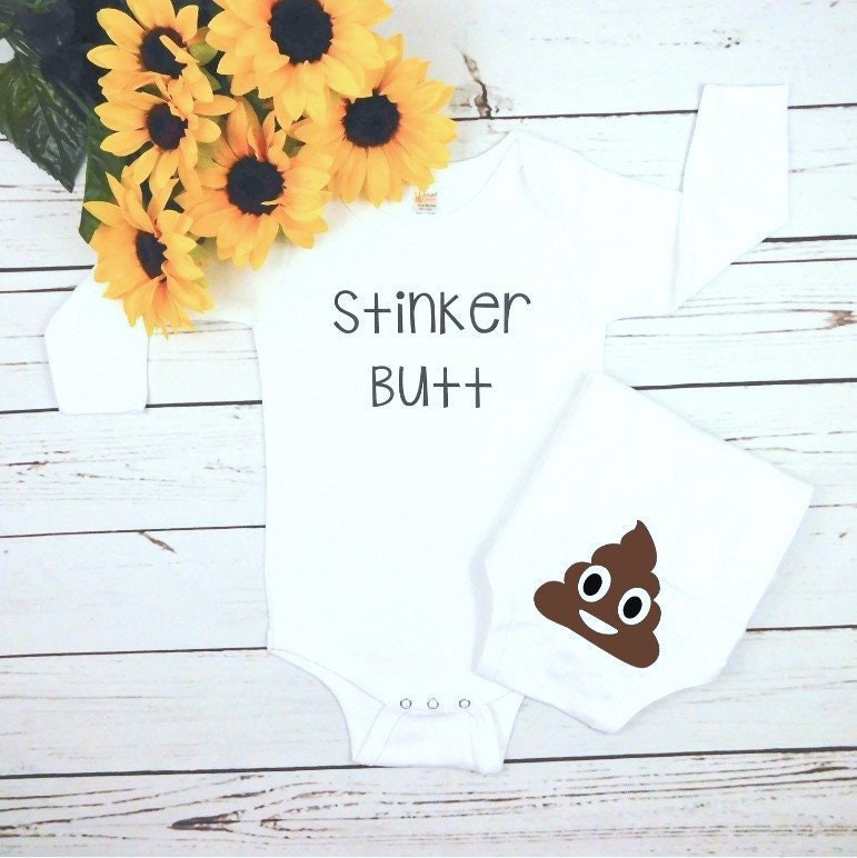 Funny Baby Clothes Poop Emoji Shirt Stinker Butt Etsy