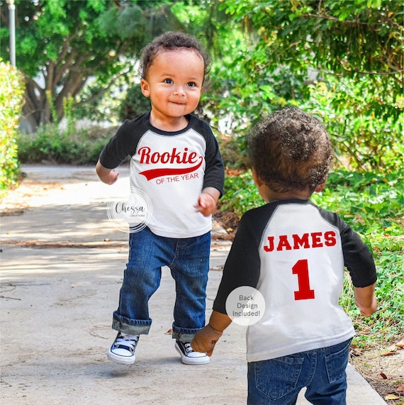 1st Birthday Boy Outfit Baseball First One Year Old Boy Outfit Red First Baseball Shirt Rookie of the Year White Shirt W Black Sleeves Etsy Canada