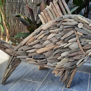 Maritieme decoratie: enorme vis van drijfhout (groot model)