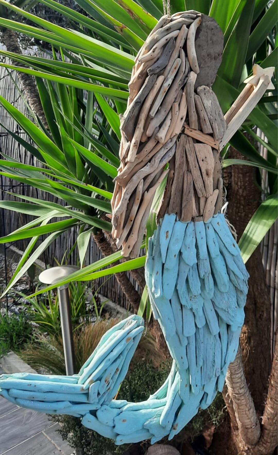 Grande Sirène Décorative En Bois Flotté – Sculpture Marine Unique, Neuve
