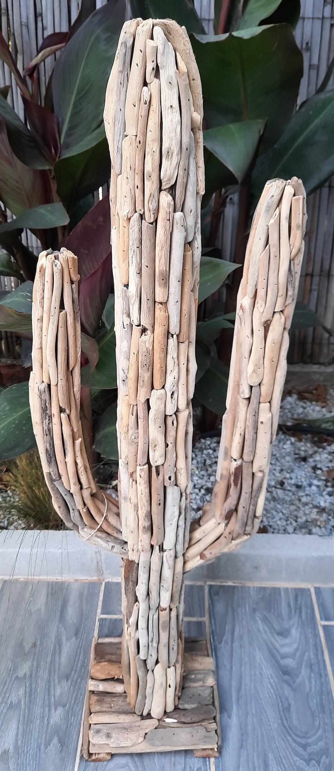 Grande Décoration Marine : Cactus En Bois Flotté - Sculpture Naturelle Unique