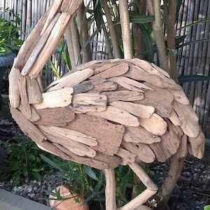 marine decoration: large driftwood flamingo