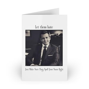 Harvey Specter Suits Biglietti d'auguri con citazione Let Them Hate (1 o 10 pezzi)