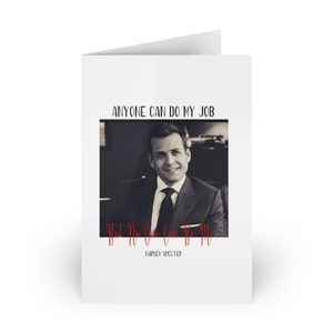 Harvey Specter è adatto a chiunque possa fare il mio lavoro. Biglietti d'auguri con preventivo (1 o 10 pezzi)