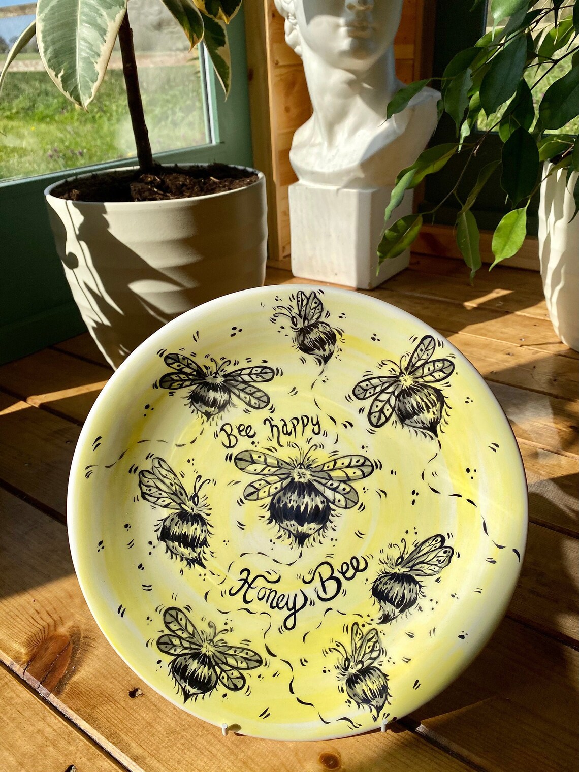 Bee Happy Honey Bee Plate Etsy